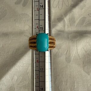 Gold-Tone Sleeping Beauty Turquoise Cabochon Statement Ring
